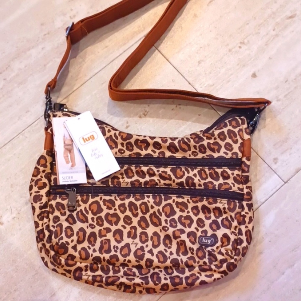 NWT Lug Leopard Brown Print Freestyle Slider Crossbody Bag